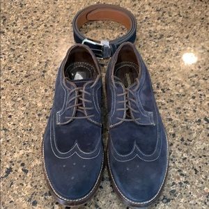 Johnston & Murphy blue suede shoes & belt